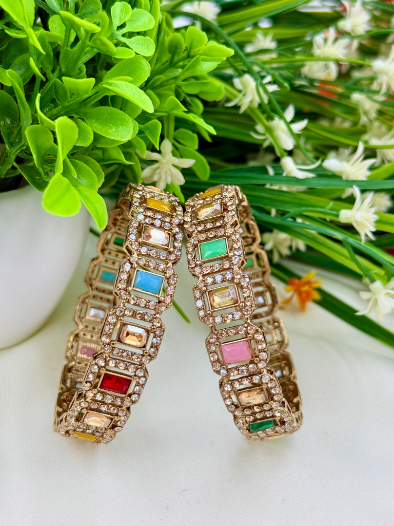 Multicoloured Mehendi Polish Party wear Bangles 