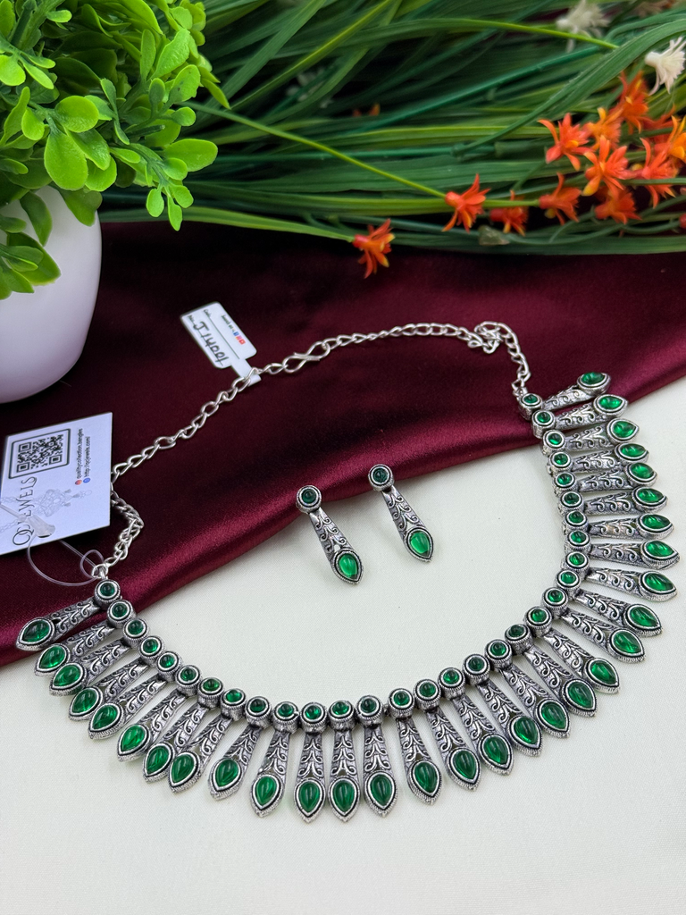 Green Leaf Designed Oxidized Jewellery 
