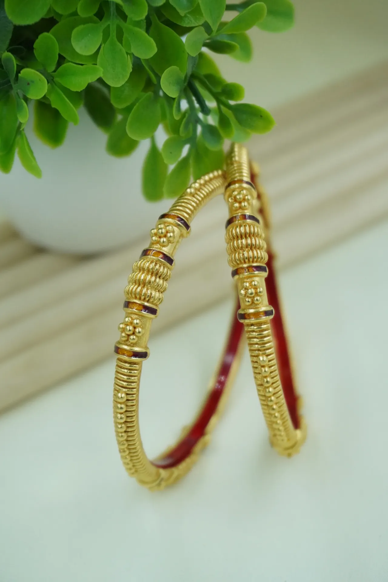 QC Jewels 1 Gram Gold Anti-Tarnish Daily Wear Bangles D8