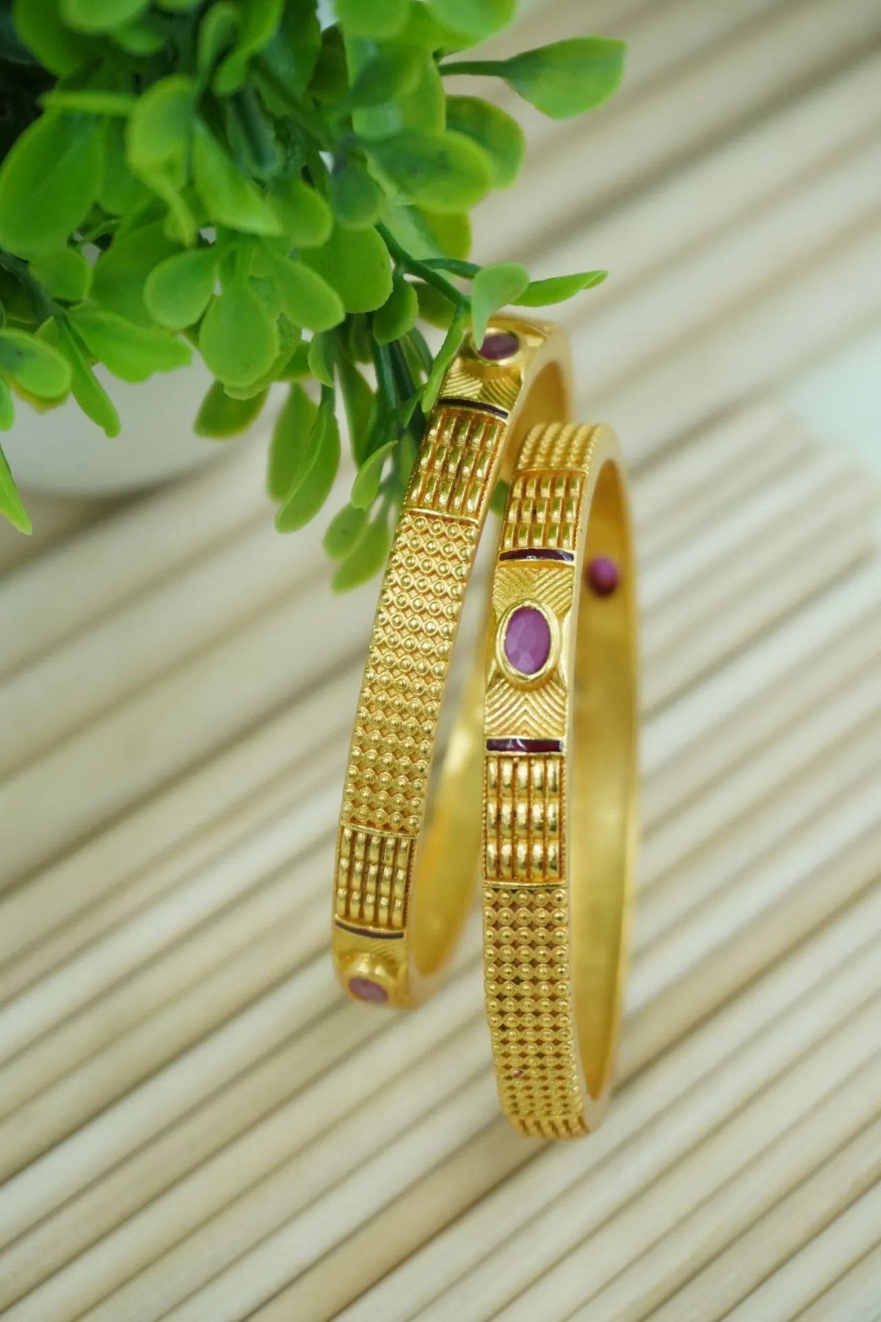 QC Jewels 1 Gram Gold Anti-Tarnish Daily Wear Bangles D9