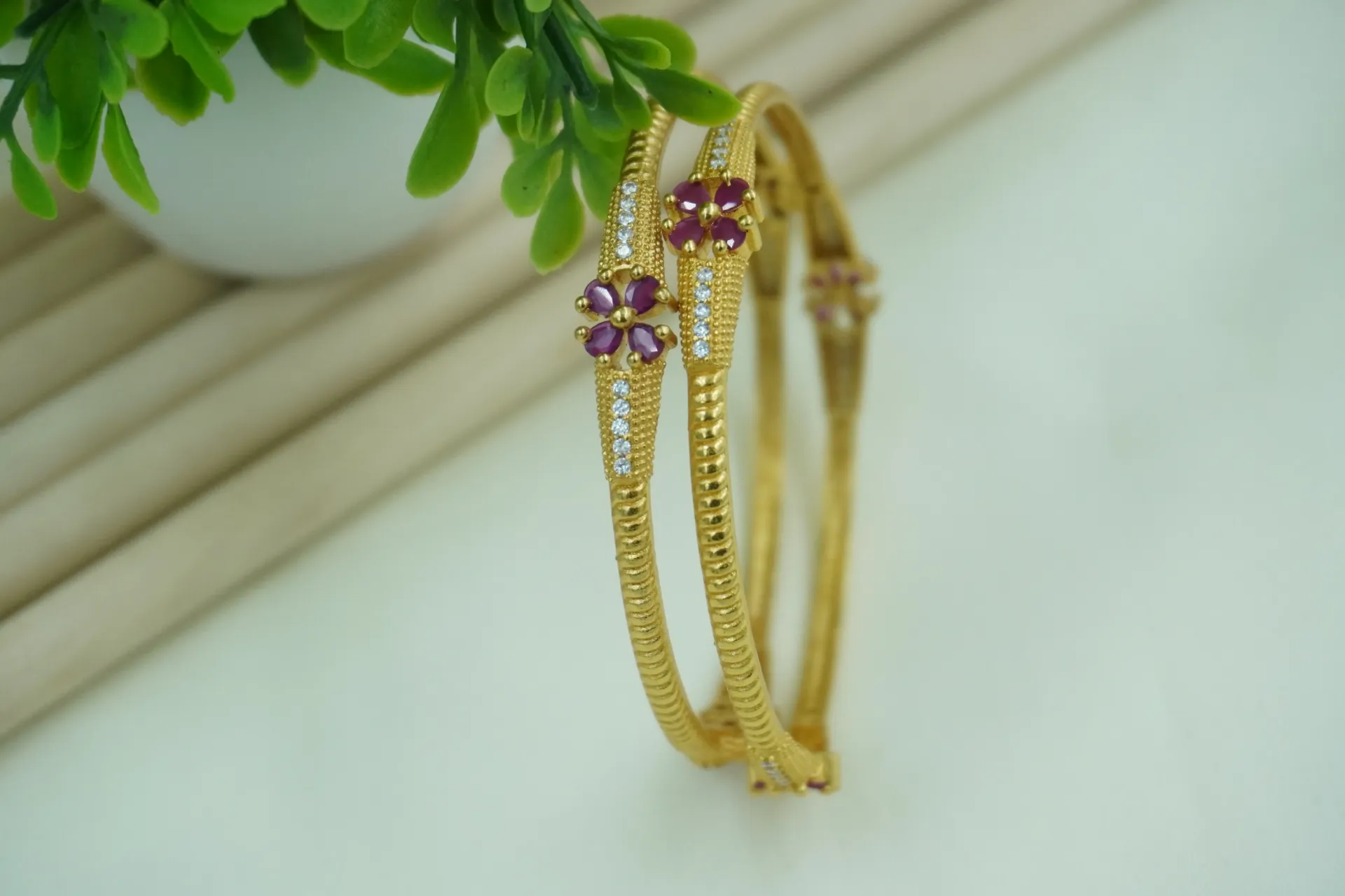 QC Jewels 1 Gram Gold Anti-Tarnish Daily Wear Bangles D10