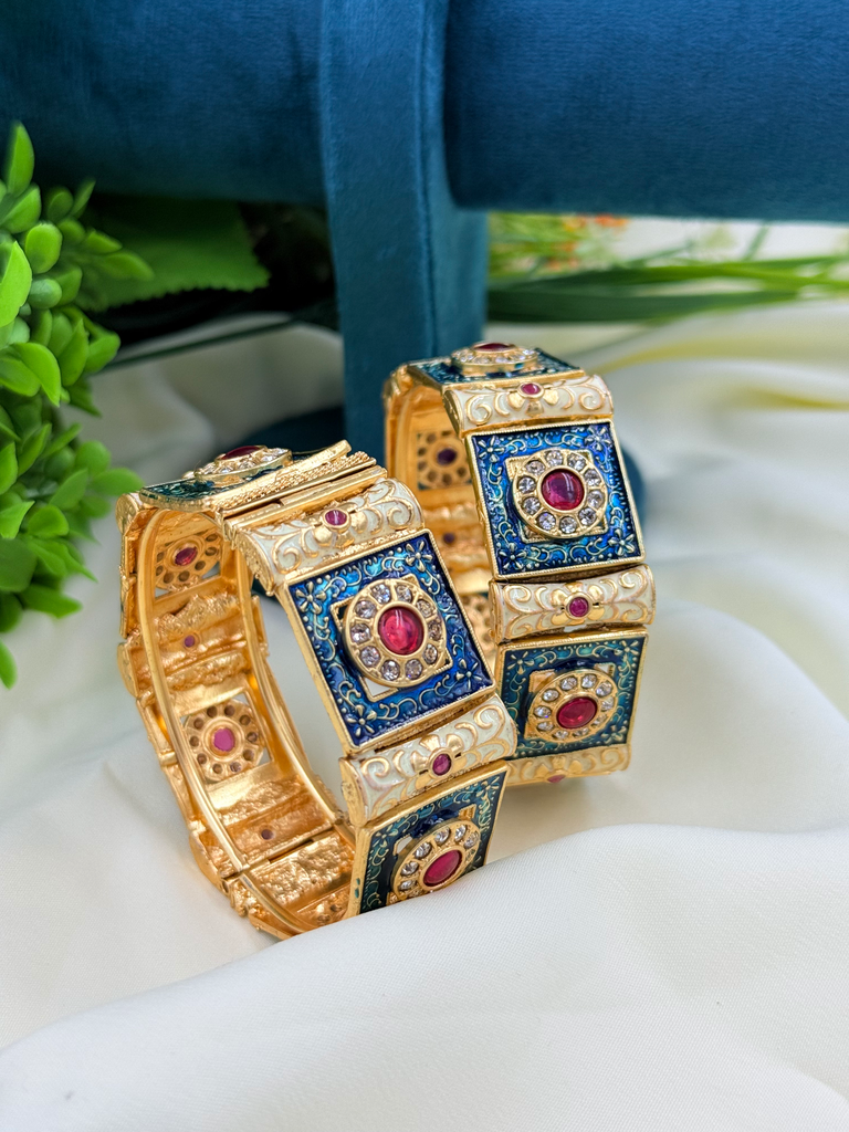 Square Stone Heritage Kada Bangles