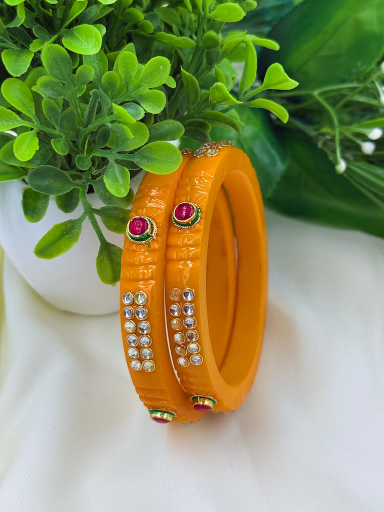 Classic Rajwadi Bangles Adorned with Crystal Detailing