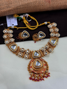 Bold Triangle Kundan Necklace Set with Ruby Detailing