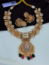 Traditional Matte Gold Kundan Necklace Set with Multicolor Beads
