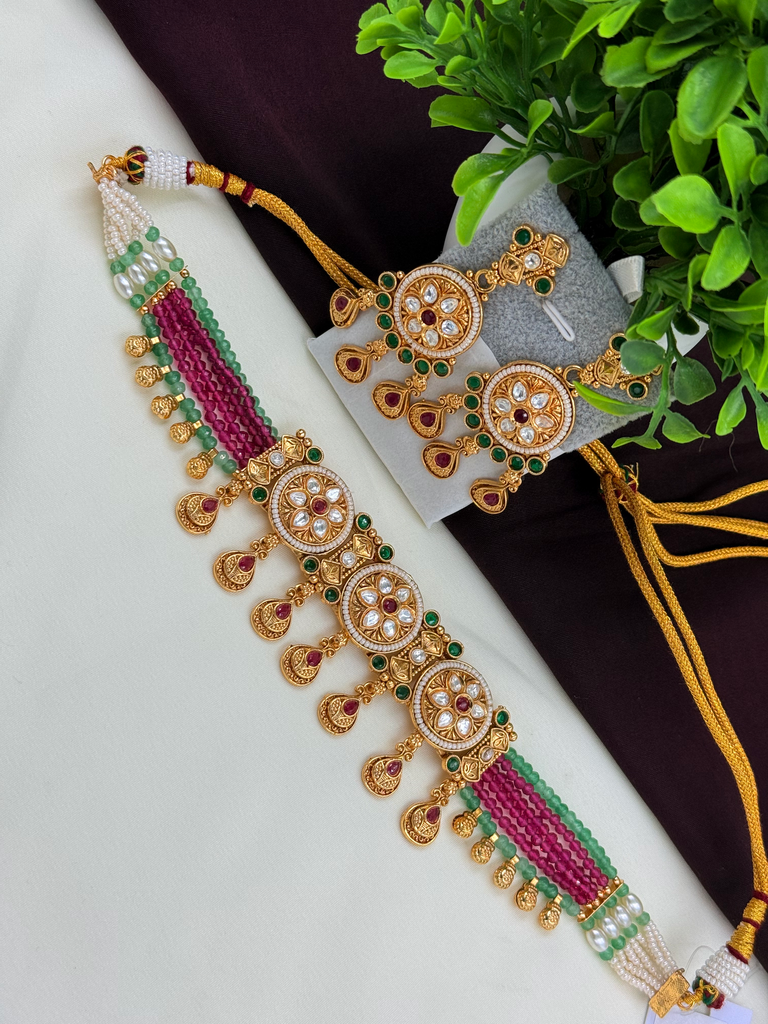 Royal Copper Multicoloured Chokar Set 