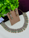 Elegant Green Stone Victorian Necklace Set with American Diamonds – Party Wear Jewelry