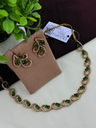 Green Stone Curvy Victorian Necklace Set – Lightweight Daily Wear Jewelry 