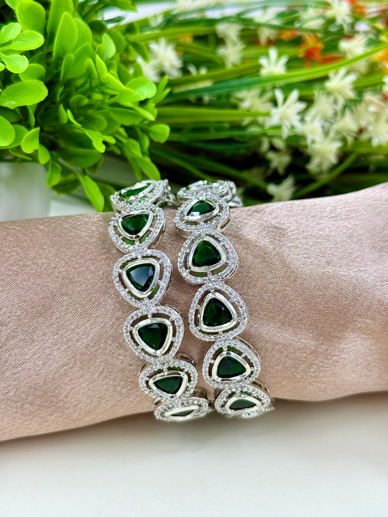 Triangular Green AD Bangles 
