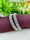 Elegant Mint And Pink AD Bangles 