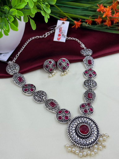 Ruby Round Oxidized Jewellery 