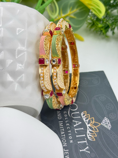 Elegant Pastel Kundan Bangles