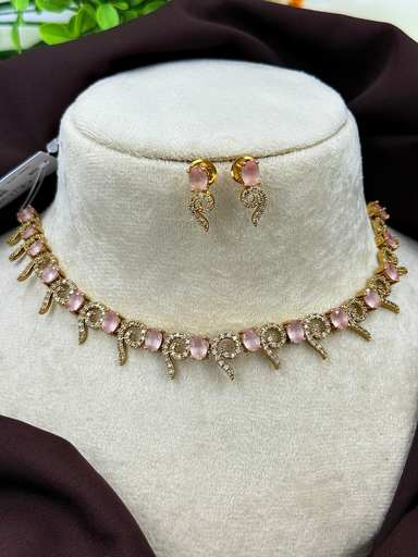 Stylish Stone-Studded Necklace Set with Unique Spiral Motifs