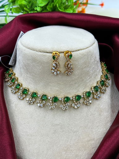 Classic Choker Necklace Set with Sparkling Stone Embellishments