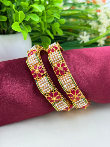 Floral Work with Ruby Colour Bangles 