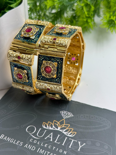 Square Stone Heritage Kada Bangles