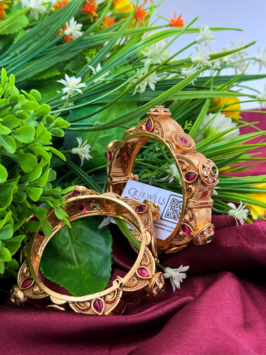 Antique Floral Charm Bangles