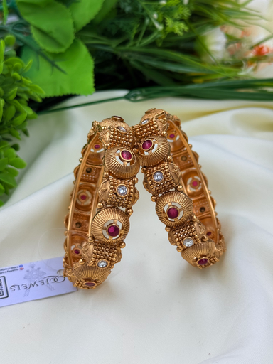 Matte Gold Peacock-Inspired Bangles