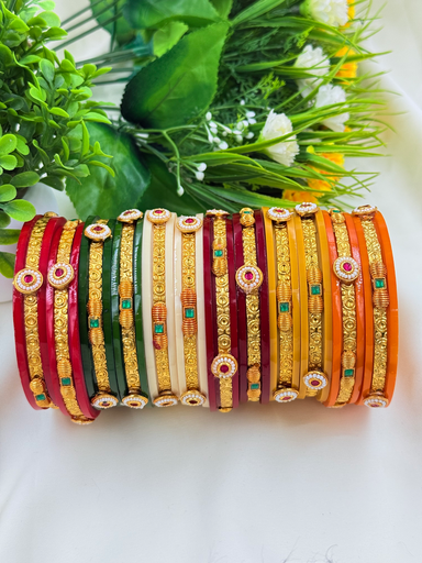 Royal Rajwadi Bangles with Traditional Embellishments