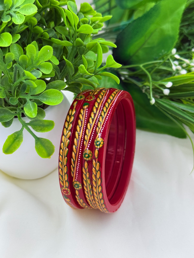 Hand-Painted Rajwadi Bangles with Intricate Motifs