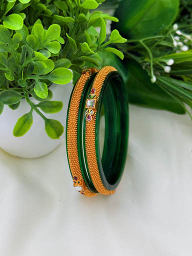 Textured Rajwadi Bangles with Antique Gold Accents