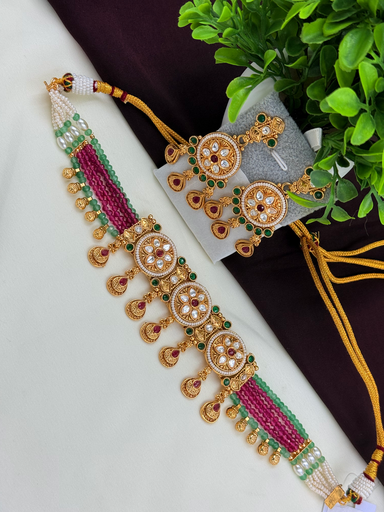Royal Copper Multicoloured Chokar Set 