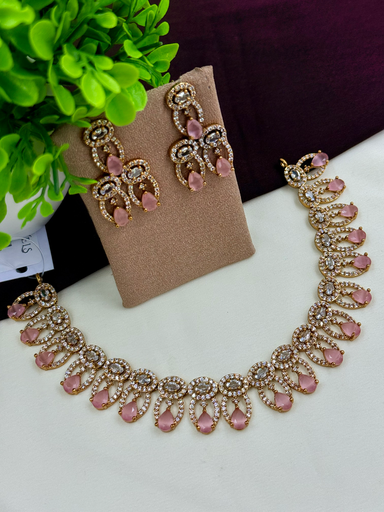 Victorian AD Necklace with Hydro Pink Stones 