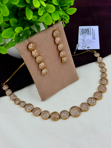 Sparkling Pave CZ Stone Necklace Set