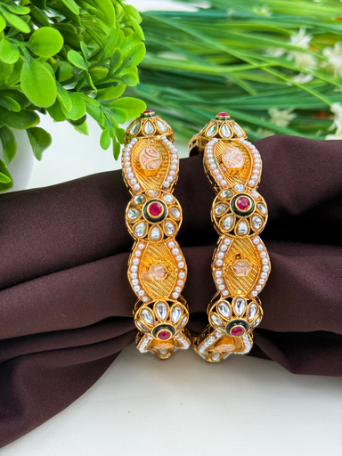 Floral Bangles With Pearl Work 