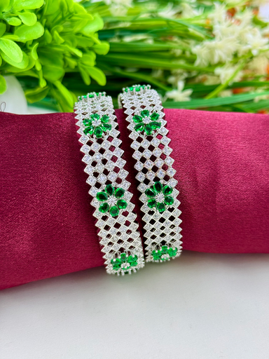 Floral Green AD Bangles 