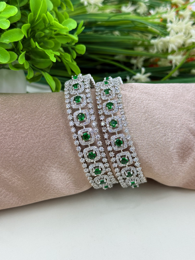 Green American Diamond Bangles 