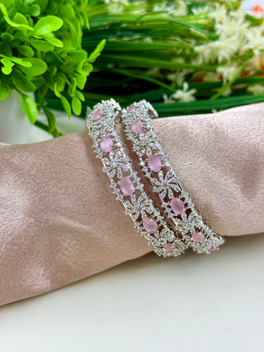 Pink Oval stone AD Bangles 