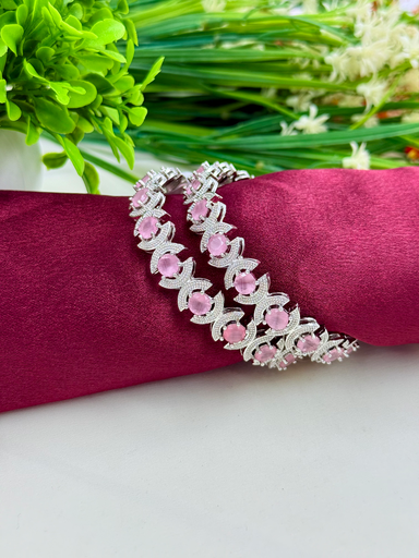 Round  Hydro Pink Stone AD Bangles 
