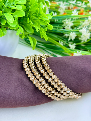 Golden Round Diamond Partywear Bangles 