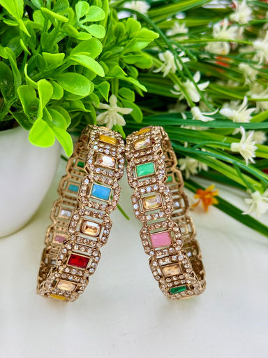 Multicoloured Mehendi Polish Party wear Bangles 