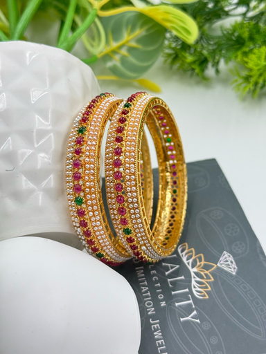 Elegant Pearl & Ruby Kada 
